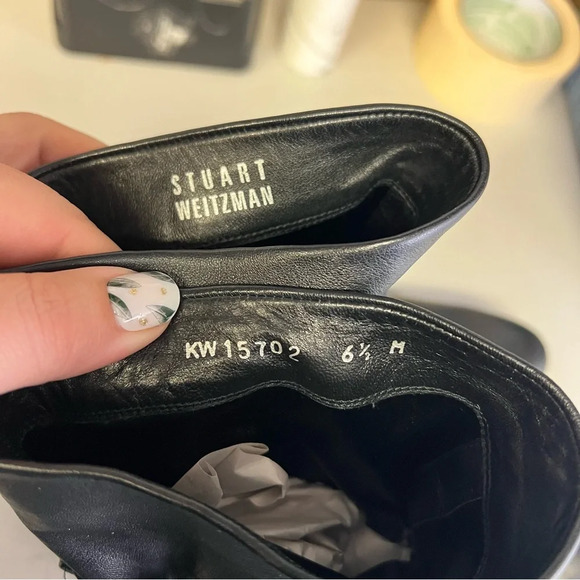 Stuart Weitzman | Black Slip On Wedge Heeled Bootie 6.5 - Picture 4 of 6